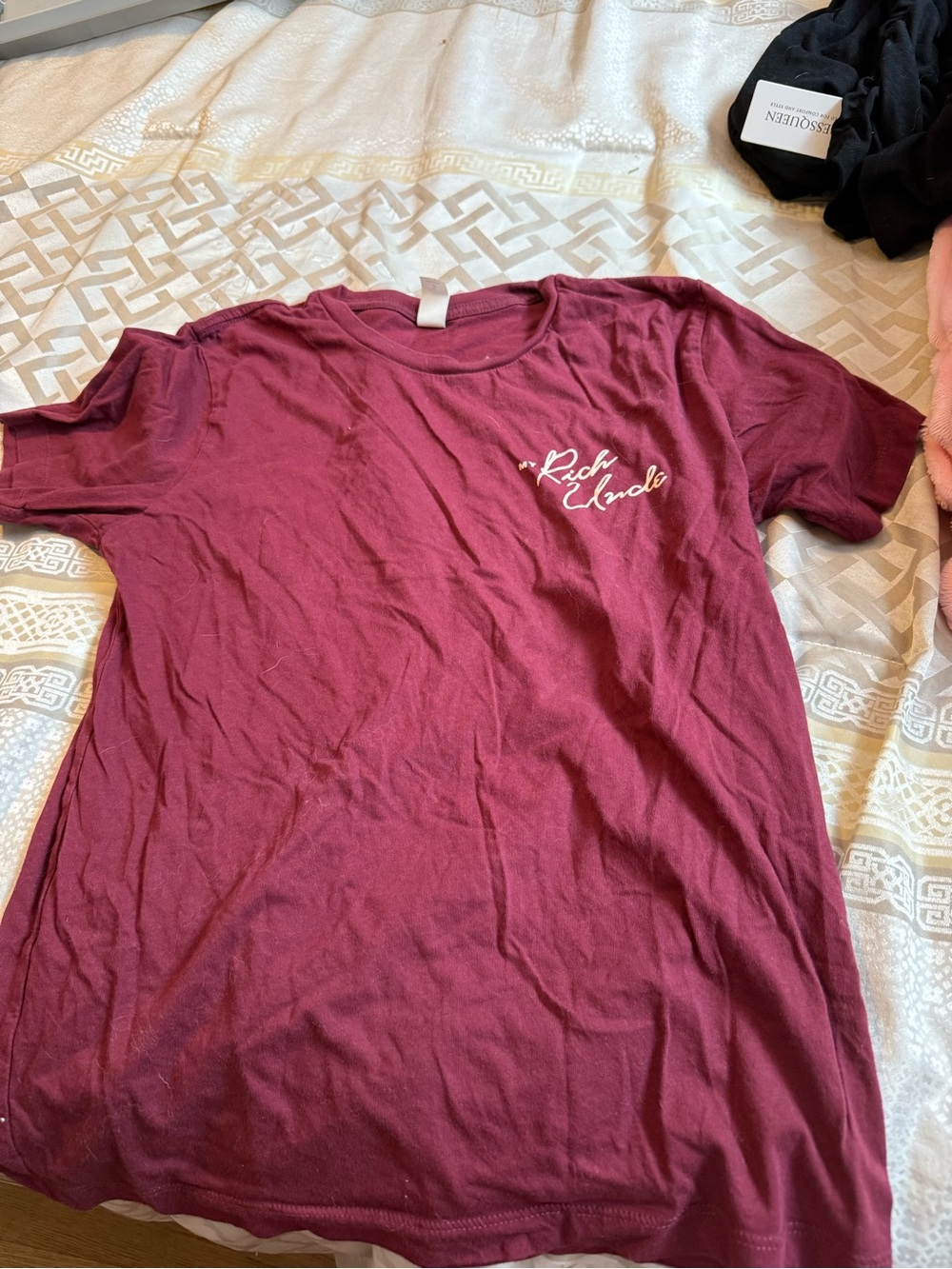 Burgundy Graphic Tee with Script Logo